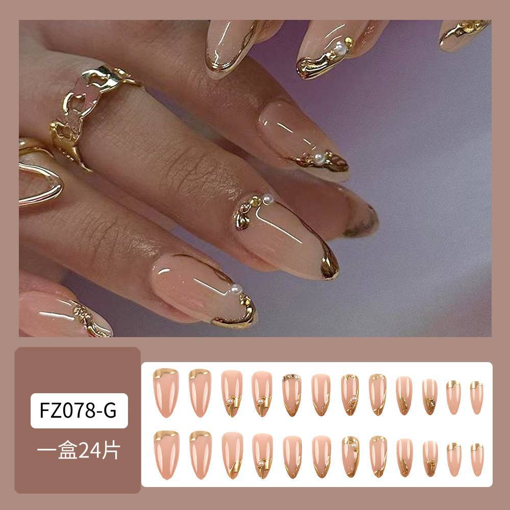 Uñas postizas en relieve maravillosas tridimensionales en 3D, uñas cortas explosivas de alta gama, uñas de diamantes dorados de gran venta