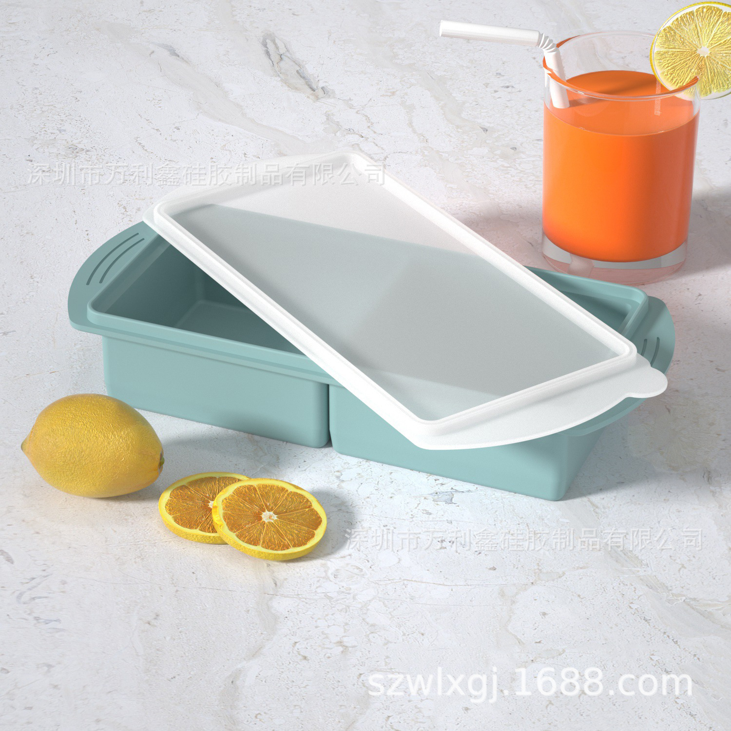 Ice cubes, blue platinum organic silicone mold, increased thickness