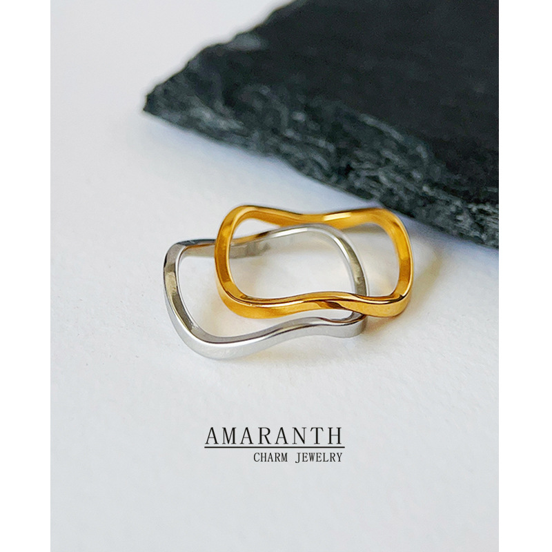European and American Designer Fine Wave Ring Women's Fashionable Personalized Simple Cold Style Niche Stacked Food Ring Instagram Fashion