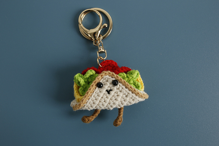Knitting Design 1 Piece Sandwich Keychain Yarn Handmade Cute Keychain