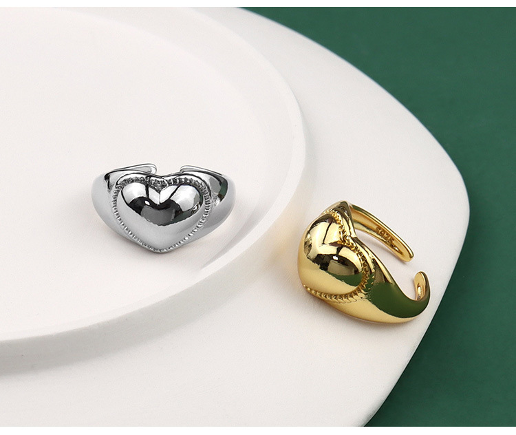 Korean Heart-shaped Opening Ring Simple Wild Couple Ring Index Finger Ring display picture 10