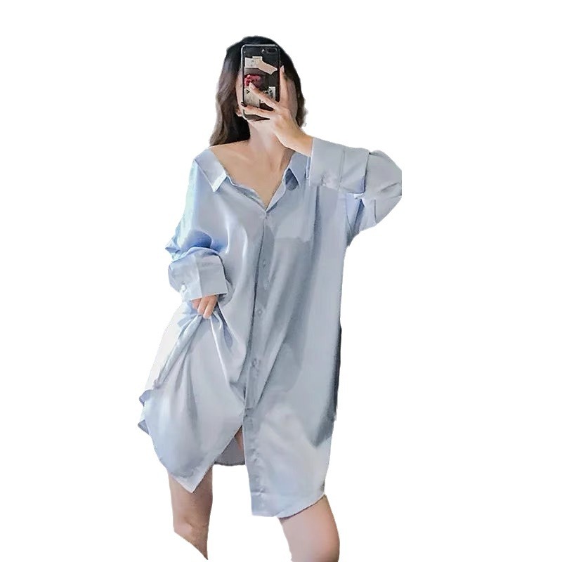 Verano seda sexy vestido de dormir mujer suelta novio camisa corta pura pura pura vestido casera de alto nivel