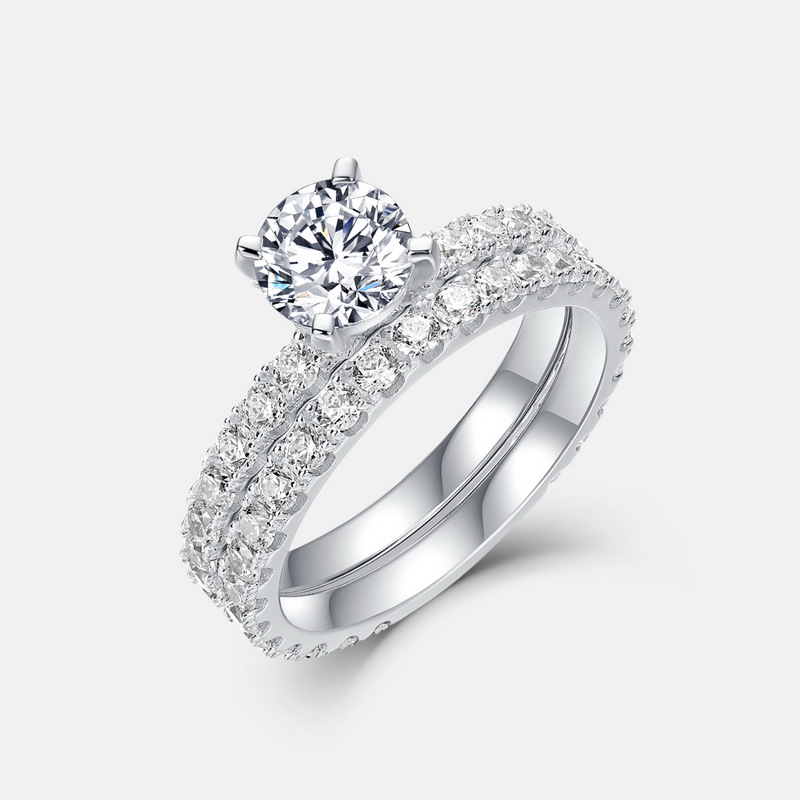 Exclusión transfronteriza para industria pesada, anillo de moissanita de lujo ligero, anillo de dedo de diamante con incrustaciones de color plateado S925, compromiso, anillo de boda femenino