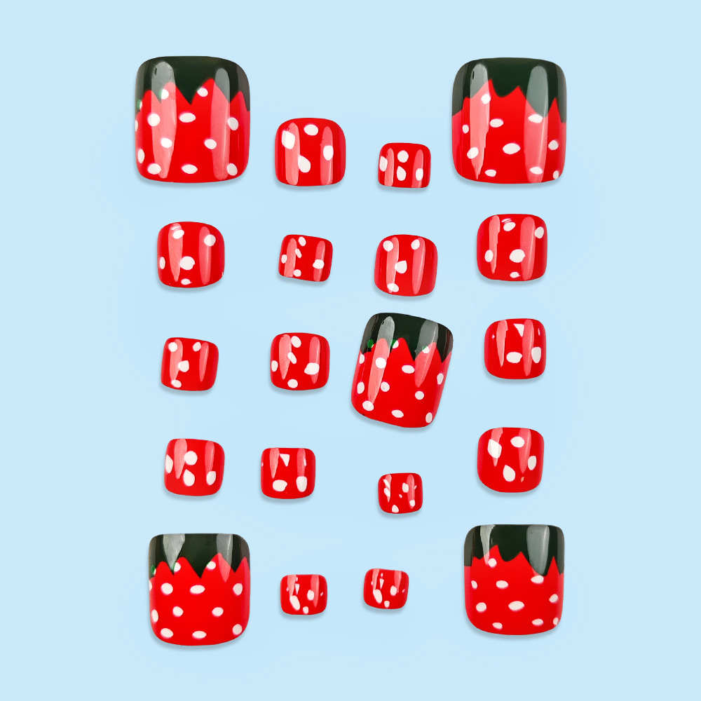 Sweet Cool Strawberry Starry Sky Nail Chail Tabletas 24 piezas Pies de uñas Parche de uñas Productos terminados Armor portátil de venta caliente transfronterizo