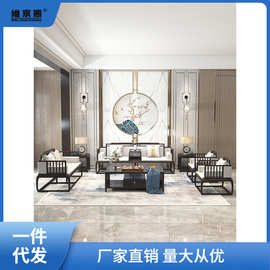 新中式实木沙发中式禅意现代简约布艺沙发别墅客厅小户型家具组安