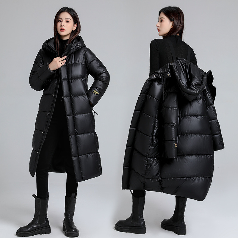 [Black Gold Cotton Jacket] Self-Heating Graphene Cotton Jacket Women's Long Hooded Casual Versatile Cotton Jacket Autumn and Winter Jacket