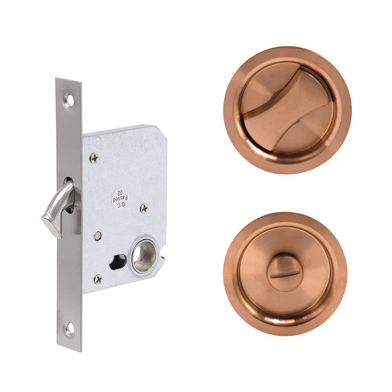 Cerradura de puerta de empuje de acero inoxidable personalizada cerradura de puerta invisible redonda perilla oculta cerradura de puerta corredera canal integrado cerradura de puerta oscura