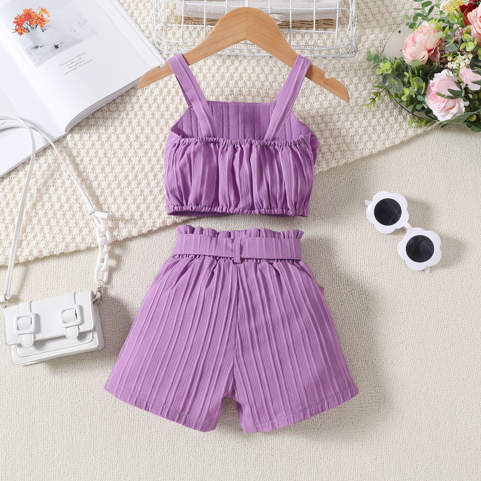 Pants Sets Sets Type Cute Solid Color Bow Knot Cotton Girls Dresses