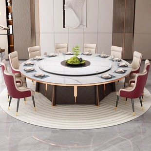 Hotel Electric Dining Table 2m Large Round Table for 15-20 People with Rotating Slate Plate for Restaurant Banquet Private Room Round Table