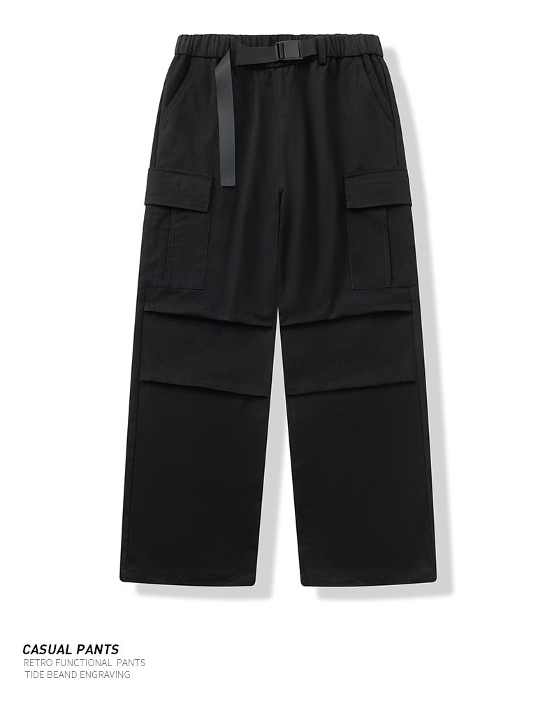 Men's Cotton Cargo Pants Straight Leg With Belt And Buckle_voghion.com
