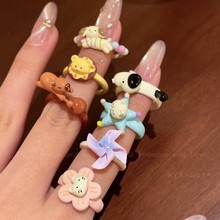 可爱趣味卡通动物开口戒指女小众设计感创意百搭可旋转指环食指戒