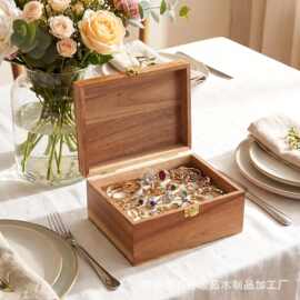 跨境木质收纳盒首饰珠宝储物盒翻盖结婚礼品盒咖啡茶包包装木盒