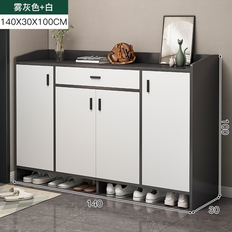 [강화 및 두꺼워진 소재 업그레이드 - 도어 4개 및 서랍 1개] 140-30-100 포그 그레이 + 화이트 - 1x1x1cm - 조립