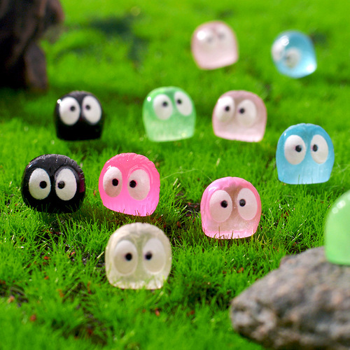Cross-border cute night light owl moss micro landscape succulent mini ornament miniature cartoon small black crystal ball accessories