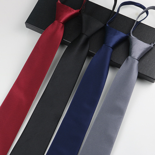 Business tie for men and women black gray red solid color professional work security wedding shirt student free zipper tie