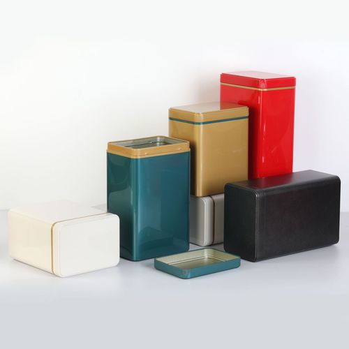 Square tea can metal tin half pound loose tea sealed tea can UV universal packaging gift box metal can