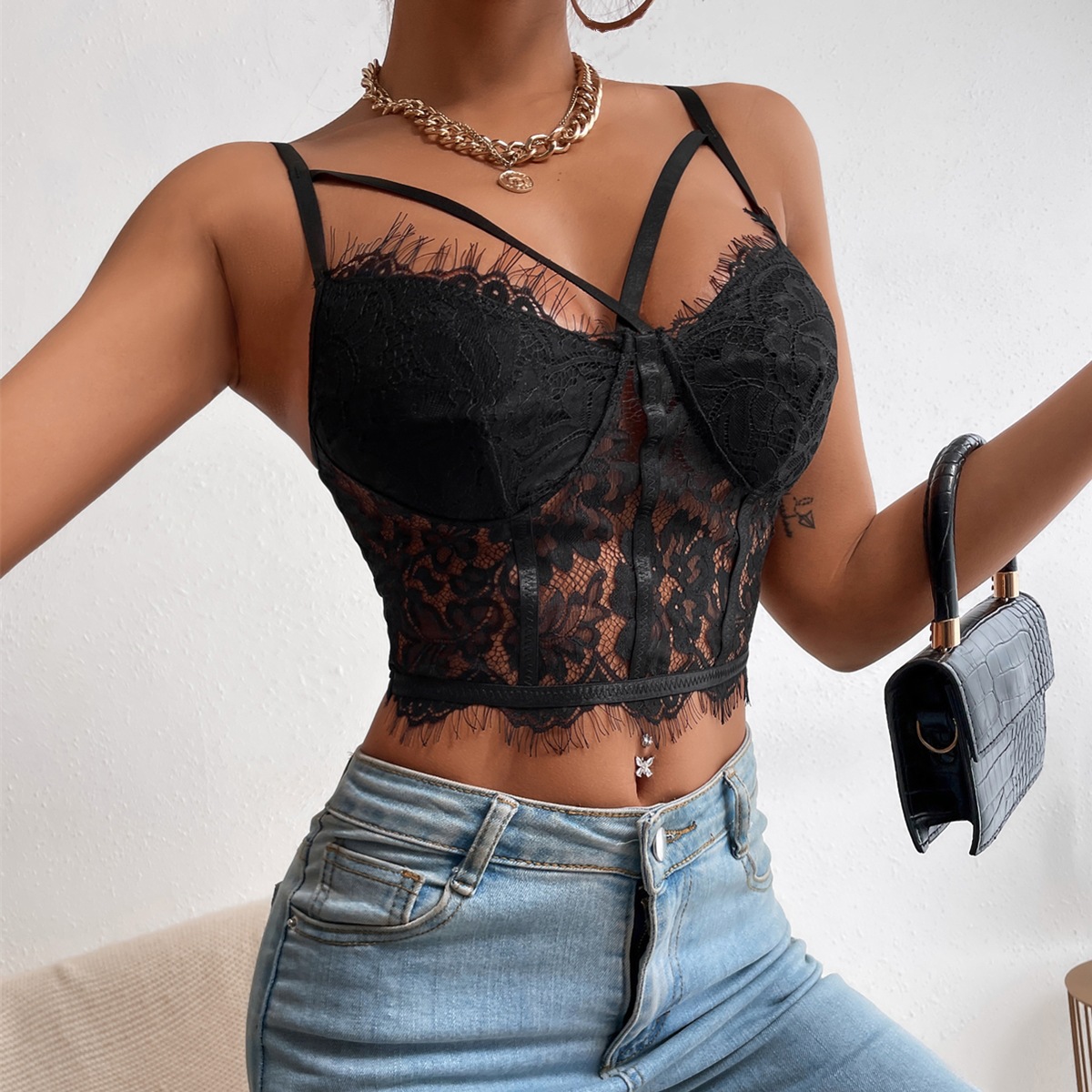 Underwire Bra Bra Style Nightclub Occasion Strap Neckline Wholesale Women's Sexy Solid Color Tank Tops