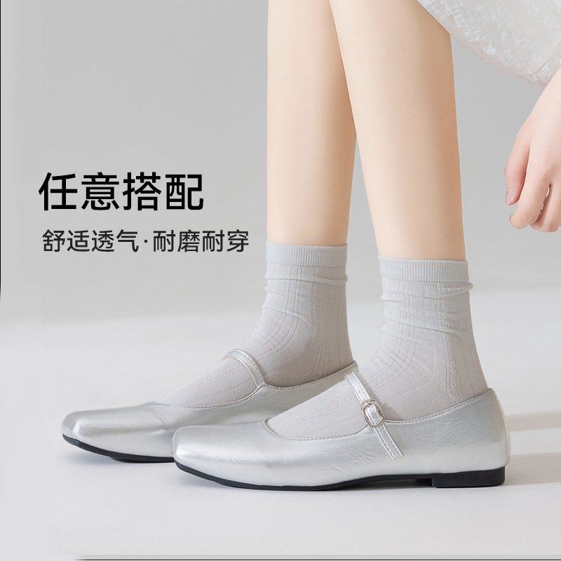Calcetines estilo ballet, calcetines de pila para mujer, calcetines de tubo Mary Jane de estilo fino de verano, calcetines sin huesos de la serie miu transpirables de malla Zhuji
