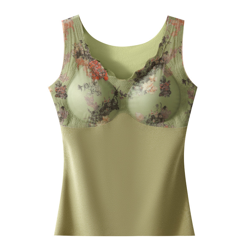 Otoño y invierno nueva ropa interior de terciopelo caliente para mujeres con almohadilla de pecho gruesa a prueba de frío sin marcas chaleco caliente para mujeres