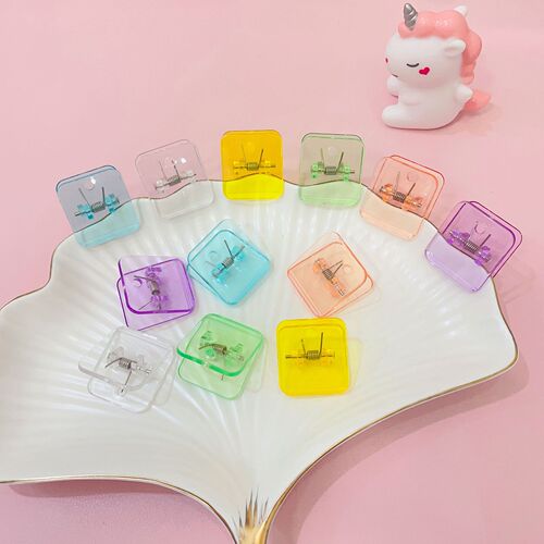 Cartoon transparent square clip student study test paper storage clip bill clip long tail clip desktop information classification clip
