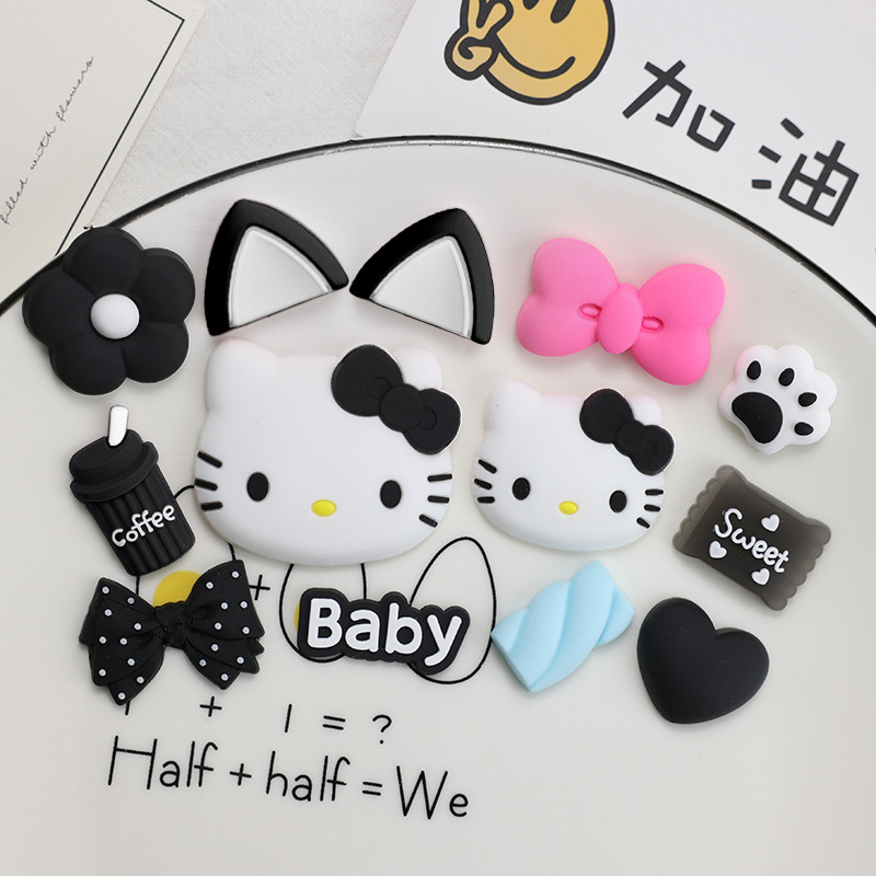 KK猫领结猫咪耳朵洞洞鞋软胶饰品配件 手机壳水杯diy拖鞋材料贴片