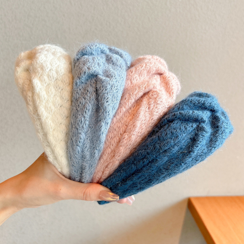 Azul leche blando, banda de cabello de cabello de cabello blanco, banda ancha de cabello de cabello alta, cráneo superior, banda de cabello suave.