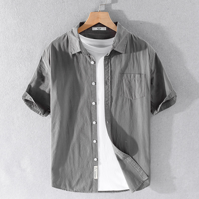 Summer Pure Cotton Versatile Short-Sleeved Shirt White Youth Business Casual Shirt Thin Small Fresh Cotton Top 9342 Summer Pure Cotton Versatile Short-Sleeved Shirt White Youth Business Casual Shirt Thin Small Fresh Cotton Top 9342