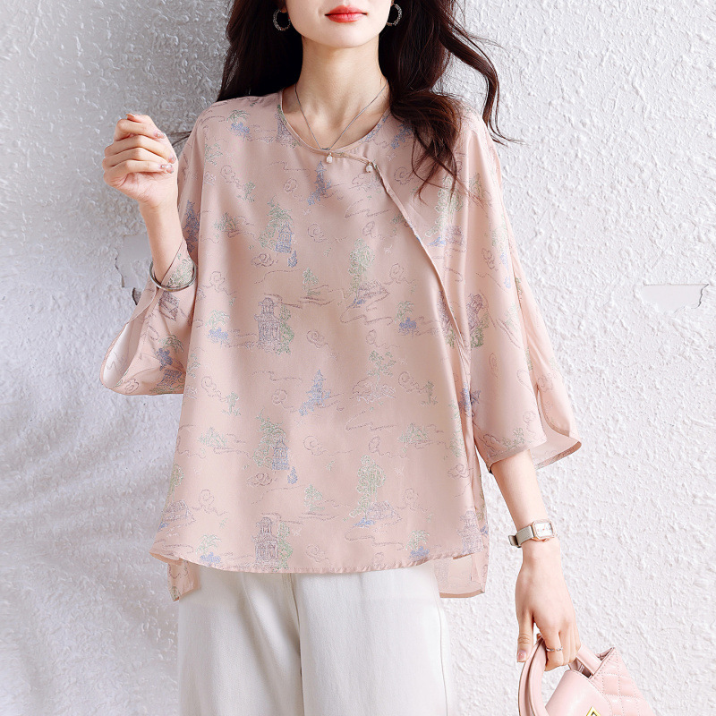 Quality silk summer retro shirt