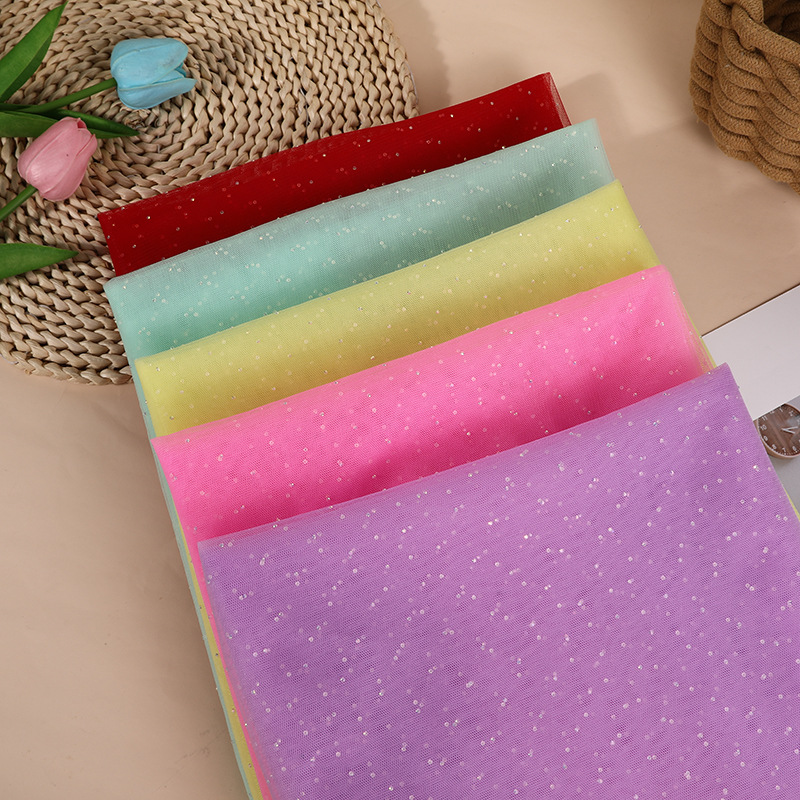 彩色网纱烫钻 舞台服婚纱裙子网布面料时尚装饰透气小钻网眼布