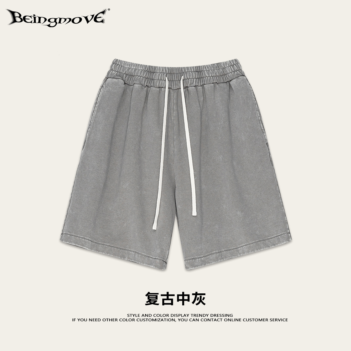 2025 verano marcas de moda estadounidenses lavado agua artesanía deportiva de cinco puntos pantalones retro fritos copo de nieve collar pantalones cortos para hombre