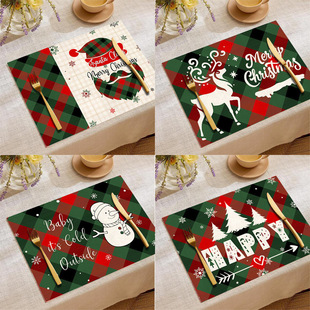 New Cross-Border Christmas Printed Table Mats, Simple Home Tablecloths, Placemats, Christmas Decoration Supplies, Decorations