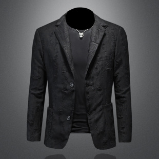 Spring and Autumn New Corduroy Men's Casual Suit Trendy Fashion Slim Fit Retro Single Suit Jacket 7225