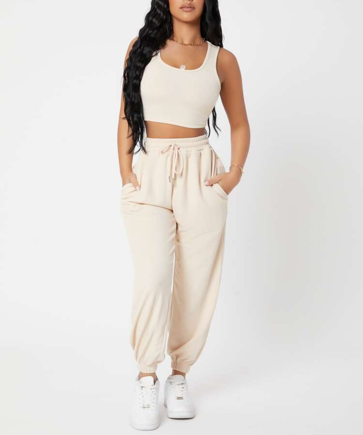 490g Weight Sleeveless Sleeve Length Polyester Fabric Type Pants Sets Sets Type 2 Pieces Set Quantity Casual, Daily Occasion Round Neck Neckline Breathable Function Skinny Fit Type Solid Color Pattern Summer Season Women's Gender Streetwear, Sport Style Style Women's Streetwear Sport Style Solid Color Polyester Round Neck Tracksuit 22