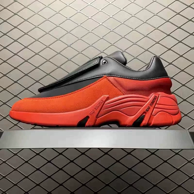 Низкие повседневные кроссовки (RAF SIMONS) унисекс, толстая подошва, комфортные, чёрные/белые, 35–44