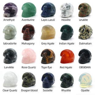 1554-25mm Natural Crystal Agate Skull Carved Ghost Head about 1inch Small Skull Halloween Decorations