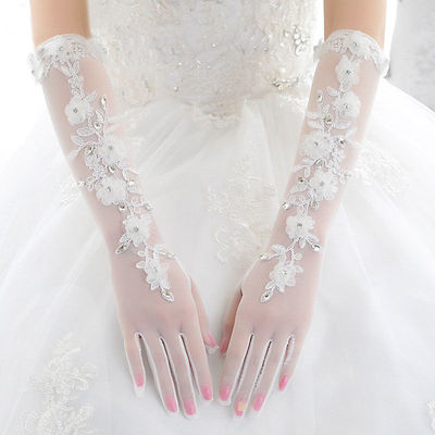 婚纱手套新娘蕾丝长款夏天白色韩式公主婚礼旅拍结婚摄影手袖分指