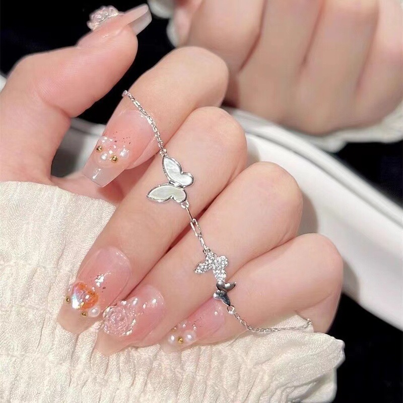 Butterfly Bracelet Women's Sterling Silver 999 Light Luxury Niche 2025 New White Fritillary Bracelet Gift for Girlfriend Silver Jewelry