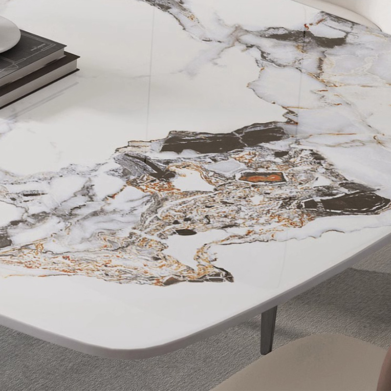 Bright Rock placa mesa de comedor y silla de combinación de luz de lujo nórdico rectangular Casa de comedor Zhuo moderno restaurante simple pequeño apartamento