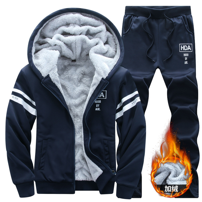 Aliexpress transfronterizo hombre otoño invierno juego de deportes de ocio cálido juego de ropa de hombre de invierno más grueso comercio exterior
