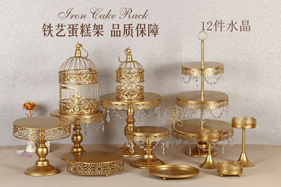 Estilo europeo de oro postre decoración de la Mesa soporte de exhibición de la boda de postre pastel estante decoración mesa té de la tarde Merienda stand combinación image 18