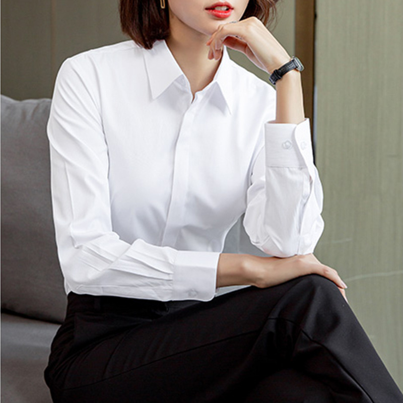 White shirt women's long sleeve new business professional dress short sleeve real estate slim shirt women's work clothes wholesale