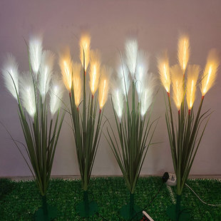 New manufacturer in stock led simulation optical fiber Reed lamp outdoor park lawn lamp simulation five-head bonsai Reed