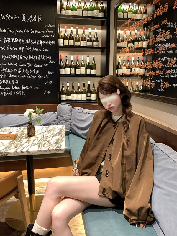 aaaaxbbb 香港明日 小众风格花苞外套通勤百搭圆领夹克上衣女秋季|undefined