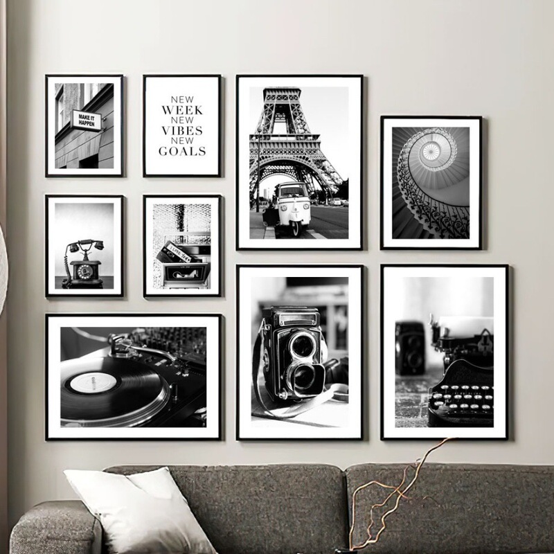Modern Paris Decorative Painting Black and White Wall Art Hotel Poster Living Room Bedroom Photography Minimalist Camera Modern Paris Decorative Painting Black and White Wall Art Hotel Poster Living Room Bedroom Photography Minimalist Camera