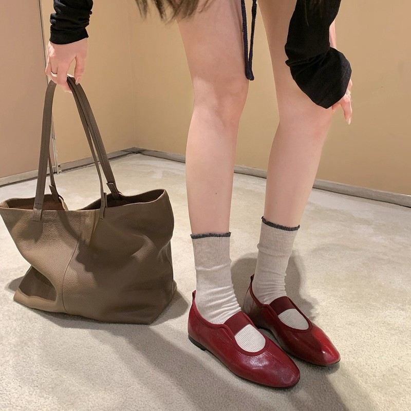 葡萄妈同款现货~ 羊纹法式圆头弹力带百搭舒适玛丽珍鞋女春夏|undefined
