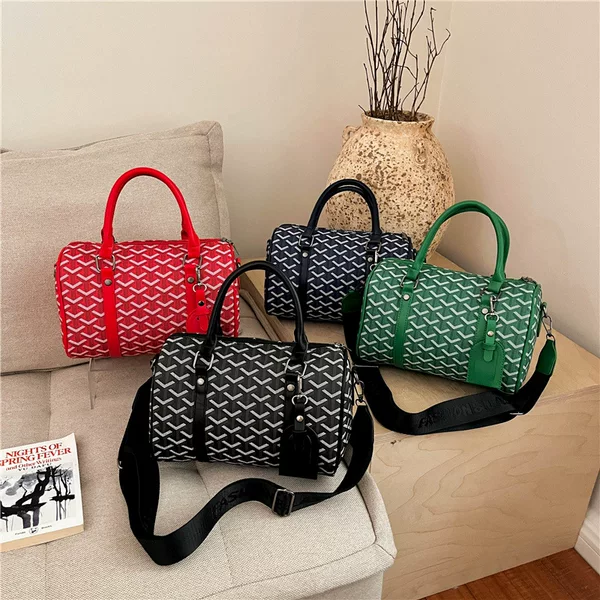 Cross-border trendy textured handbag Boston bag for women, 2026 autumn new checkered shoulder bag, high-end crossbody bag