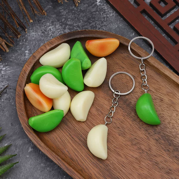Pvc Artificial Garlic Model Artificial Food Garlicky Green Garlic Vegetable Props Fake Garlic Keychain Pendant