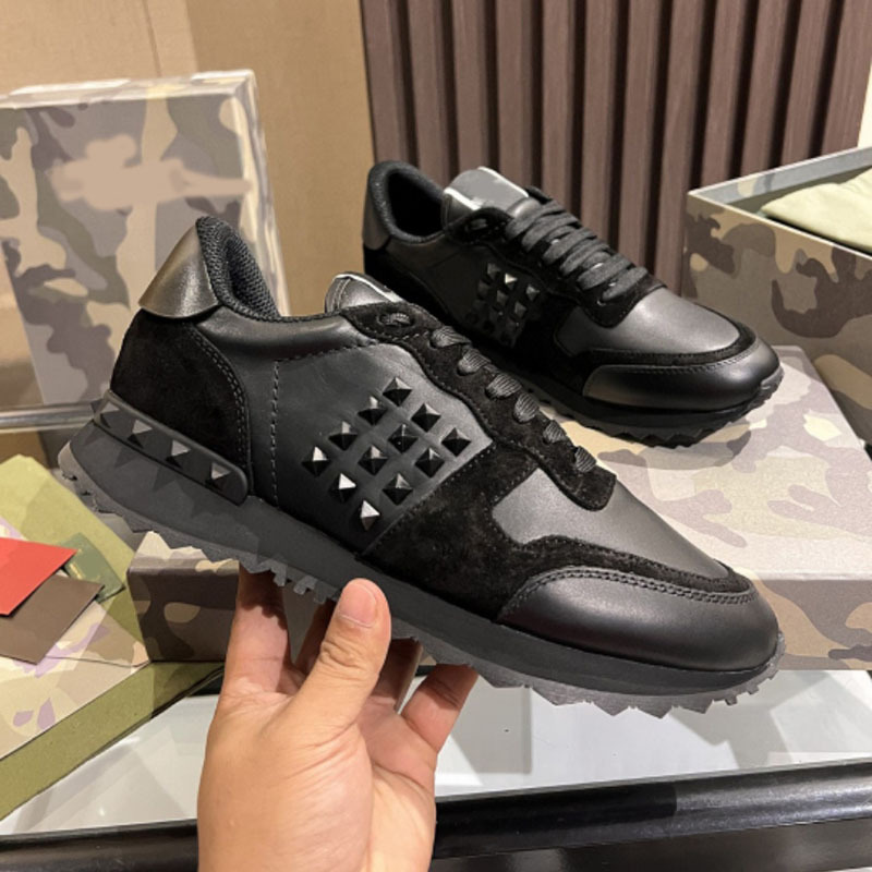 Estación europea transfronteriza VT camuflaje zapatilla masculina versión alta de remaches gruesa-suela de cuero moda casual encaje hasta color marea zapatos