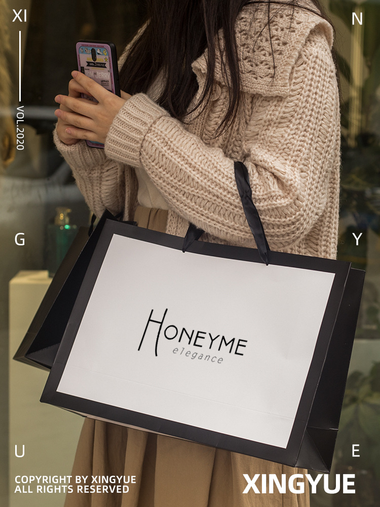 女装服装店袋子纸袋手提袋加印logo衣服手提礼品购物包装袋批发