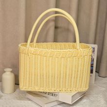 仿藤纯手工编织菜篮子花篮采摘购物野餐手提篮田园风家用买菜X20